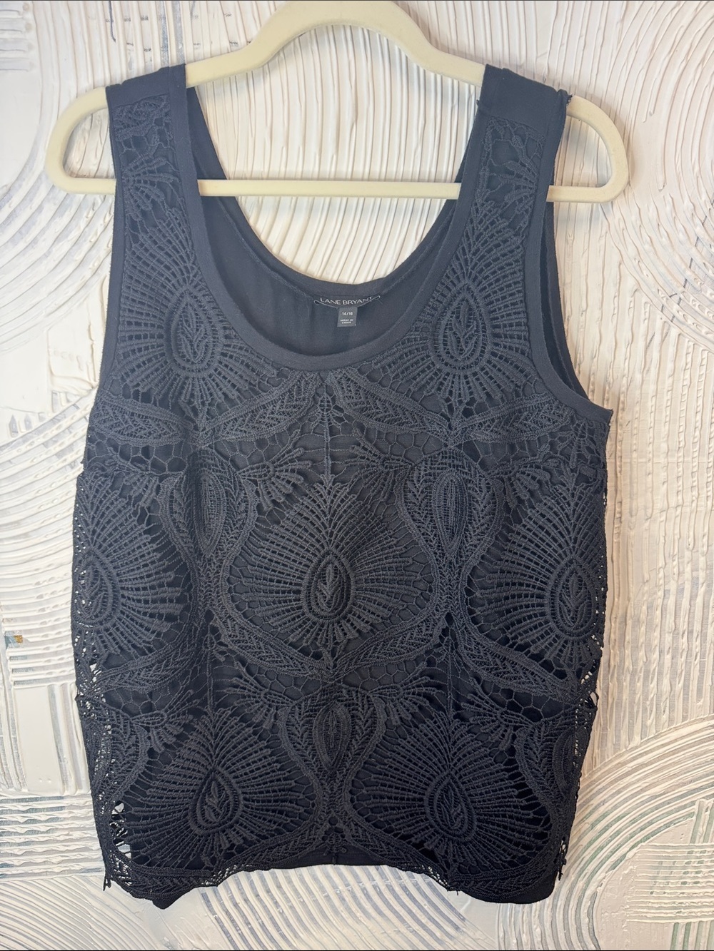 Lane Bryant Black Crochet Overlay Tank N0518